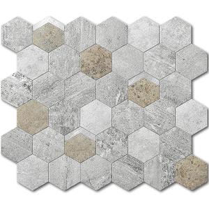 VAOVI Peel and Stick Backsplash Tile,Backsplash Tile for Kitchen Peel and Stick Wall Panels Hexagon Marble Tile(Autumn Gray,10pcs)
