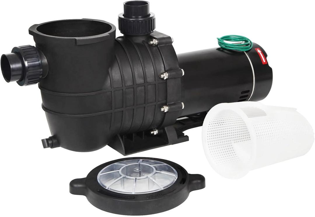 2.0HP 114GPM Swimming Pool Pump 110V/220V Dual Voltage Garden InGround and Above Ground Pool Water Pump with Strainer Filter Basket