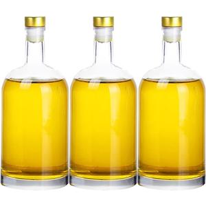 Clear Glass Bottles 17 oz (500 ml) 3 - Pack for Wine Beverages Drinks Oil Vinegar Kombucha Beer Water Soda with Cork Stopper Airtight Lid