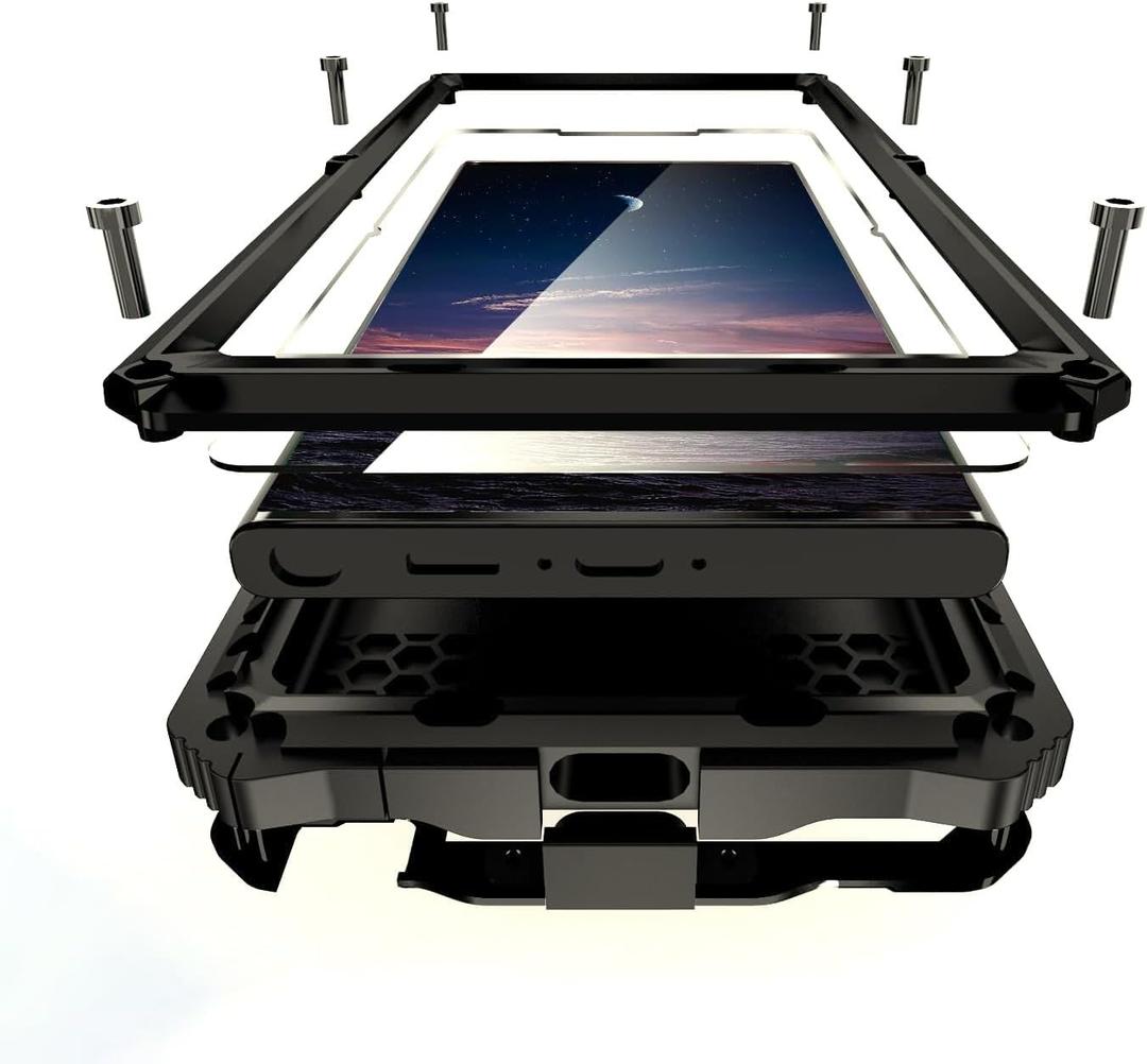 Lunivop for Samsung Galaxy S25 Ultra Case Heavy Duty Metal Phone case with Built-in Screen Protector Lens Protective dust Proof Military Grade Rugged [The Fingerprints Don't Work] Black