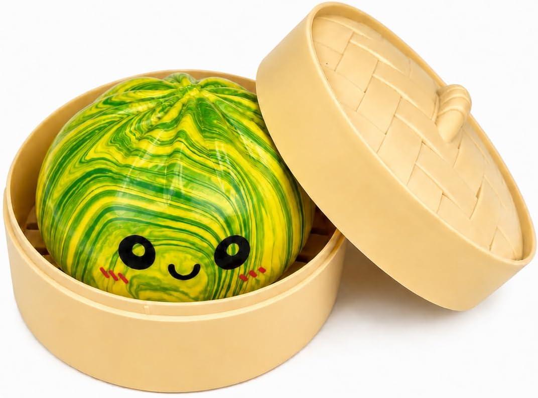 Green and Yellow Dumpling Squishies New Mystery Squishies Dumpling with Box Stress Relief Balls Sensory Toys Desk Squeeze Toys Gift