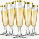 SUREHOME Gold Champagne Flutes Plastic Champagne Glasses Disposable 40 Pack 5Oz Gold Rim Crystal Stemware Wedding Toasting Wine Mimosa Glasses Cups Bulk for Birthday New Years Eve Party Supplies 2026