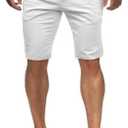 HUNGSON Men's Casual Shorts Lightweight Golf Shorts with 4 Pockets Stretch Quick Dry Comfy Work Shorts (White)