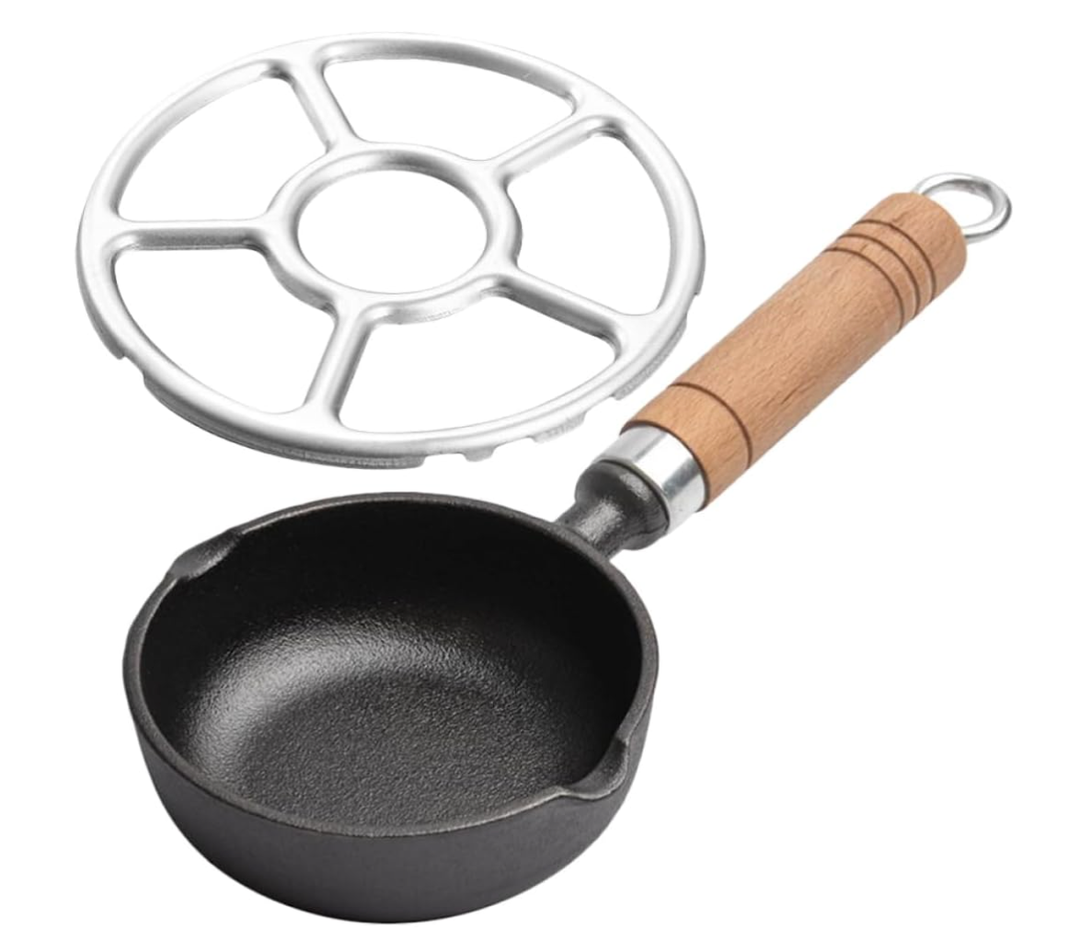 VALICLUD Small Cooking Pot 10.82In Long Handled Oil Skillet with Stove Rack Nonstick Egg Frying Pan for Outdoor Camping and Home Kitchen
