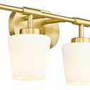 Bathroom Light Fixtures Over Mirror, 4-Light Brushed Gold Vanity Lighting Fixtures with Milk White Glass, Farmhouse Champagne Bronze Wall Sconces Lighting, AD-22004-4W-GD