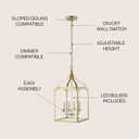 JONATHAN Y 11" Antique Gold 4-Light Traditional Lantern Pendant Light, Metal and Clear Glass Shade, Classic Chandelier for Foyer, Kitchen Island, LED Bulbs Included (JYL7403C)