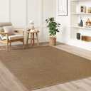 Faux Jute Non-Slip Area Rug, 5x7 Washable Pet-Friendly Floor Mat for Living Room, Bedroom, Entryway, Machine Woven Durable Scratch Resistant Carpet, Brown