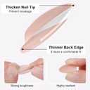 French Almond Gel Press On Nails Short 16 Sizes Fake Nails Glossy 32pcs, Nail Glue Included