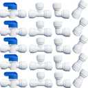 20 pcs Water Push to Connect Quick Connect Fittings 3/8" Tube OD for RO Water Reverse Osmosis System Water Tube Fitting (Ball Valve + Tee fitting + Union Connector+Elbow Connector)