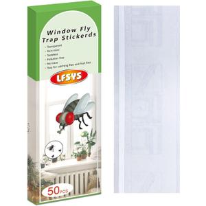 LFSYS 50 Pack Window Fly Trap, Fruit Fly Traps for Indoors, Fly Paper Sticky Strips, Fly Traps for Indoors Clear
