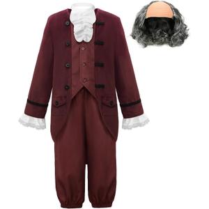 ReliBeauty Boys Benjamin Franklin Costume Kids with Wig, 150
