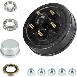 New 10" X 2-1/4" Trailer Brake Drum Kits 5 on 5" Bolt Pattern 1/2" Studs for Utility Boat Trailer 3500lbs Axle