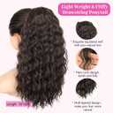 Isaic Ponytail Extension 16 Inch Long Wavy Curly Ponytails Drawstring Ponytail for Black Women Dark Brown Pony Tails Hair Extensions Synthetic Hairpiece for Daily Use