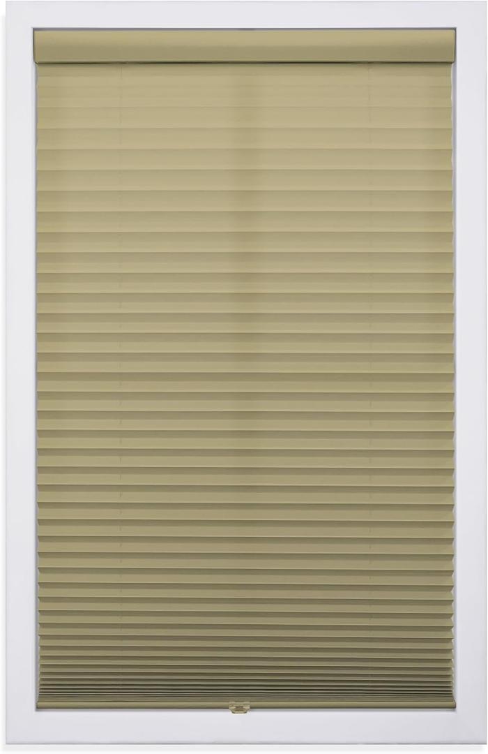 DEZ FURNISHINGS Cordless 1" Light Filtering Pleated Shade, Fabric, 20" W x 48" H, Camel