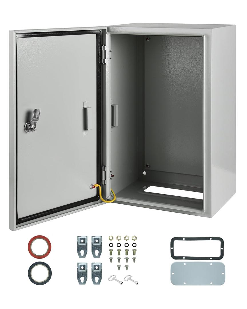Waterproof Electrical Enclosure 20 x 12 x 10'', Outdoor Electrical Box Weatherproof, Electrical Junction Box with Reinforced Lock (Grey)