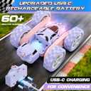 cosone Pink Purple RC Stunt Car for Kids | 360 Rotating Tricks, Double-Sided Driving, LED Lights, USB-C Rechargeable Battery, One-Click Demo