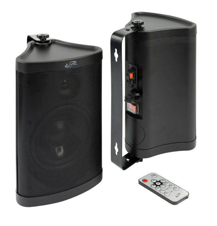 iLive - Patio+ Bluetooth Indoor/Outdoor Water-Resistant Speakers (Pair) - Black