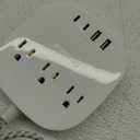 Flat Plug Power Strip, 5ft Ultra Flat Extension Cord - 3 Outlets 4 USB Ports (2 USB C) 22.5W/4.5A Desktop Charging Station, No Surge Protection for Cruise Ship, Dorm Room Travel Essentials (White)