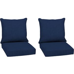 Arden Outdoor Deep Seat Cushion Set (2-Pack), 22 in x 24 in, Weather-Proof, Rain-Proof, Fade Resistant Patio Cushion for Chair, Sofa, and Couch Sapphire Blue Leala