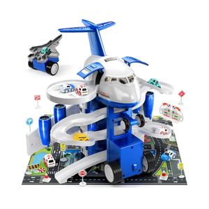 Kids Airplane Toy Racing Tracks for 3 4 5 6 7 Boys  Transport Airplane Vehicle with 8 Cars, Garage Parking Lot, Playmat, Toddler Boy Toy, Birthday Gifts for Boys Girls 35