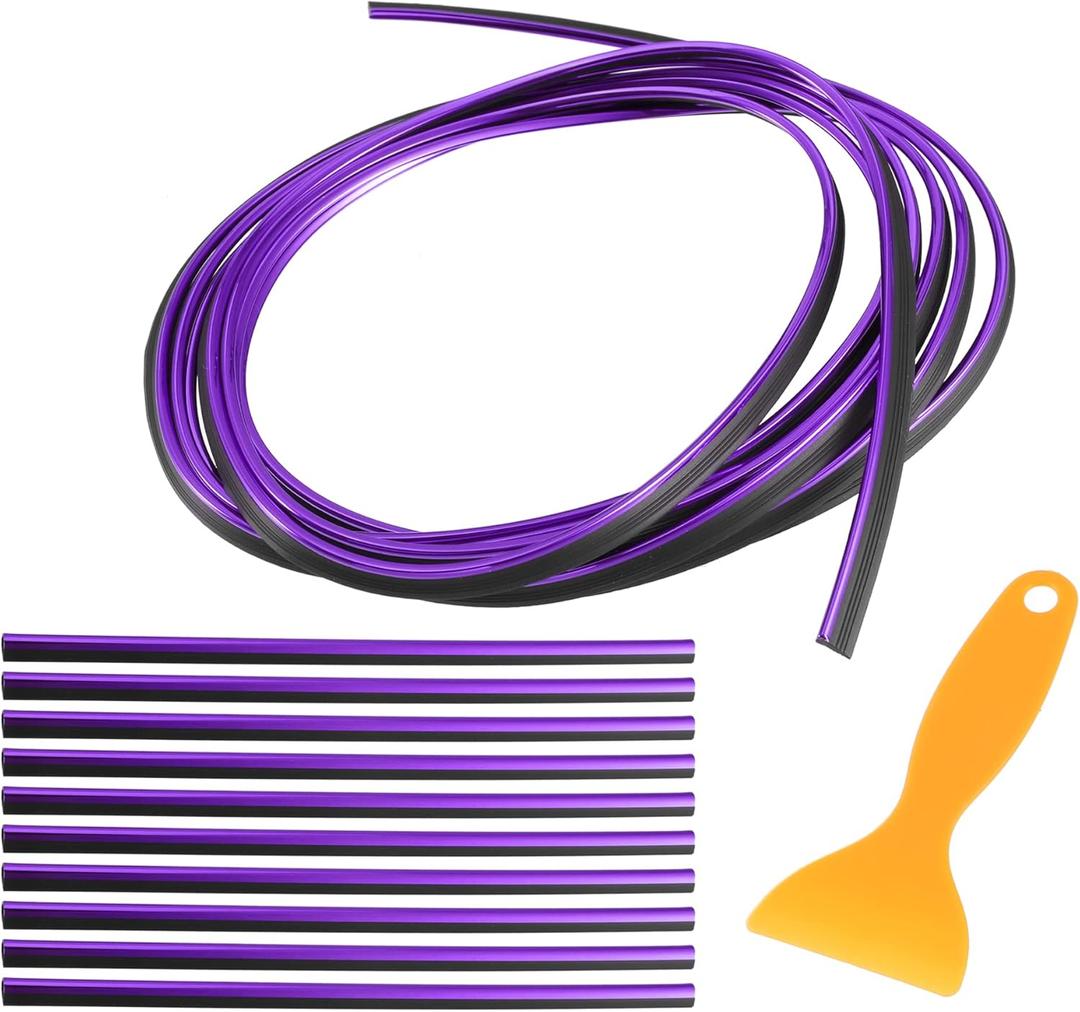 Motoforti Universal Car Air Conditioner Vent Outlet Trims, Interior Accessories, Car Decorative Filler Insert Strip Line, 5m 16.4ft, PVC, Purple, 1 Set