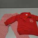 Gueuusu Toddler Baby Boy Christmas Outfit Santa Claus Embroidery Button Up Collared Shirt Plaid Pants Set Festive Clothes (Red, 6-12 Months)