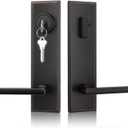 Haidms Oil Rubbed Bronze Front Door Handle Set, Entry Door Lever and Deadbolt Set with Reversible,Exterior Door Lock Set, Modern Square Front Door Handles