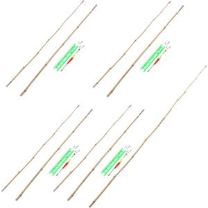 4 Sets Bamboo Vintage Cane Fishing Pole with Bobber Hook Line and Sinker Bamboo Fishing Pole Fish Sticks, Bamboo fishing pole: assembled length about 2 mete