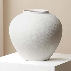 RYDDELIGHOME Large Round White Cement Vase