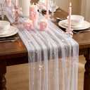 Pearl Bow Table Runner 30 x 120 Inch Pink Tulle Lace Table Runner Coquette Boho Wedding Sweetheart Decoration for Wedding Arch Birthday Party Bridal Veil Baby Shower Decor
