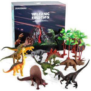 Generic JUKUDAHU Dinosaur Toy with Volcano, Small Trees and Mini Dinosaurs, Green