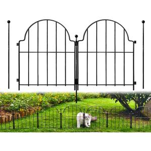 Garden Fence, 17in(H) x 27.5 ft(L) Arched Rustproof Metal No Dig Fence Garden Fence Border,Ground Stake Animal Barrier Fence for Rabbit Dog, Outdoor Landscape Decor for Yard & Patio,25 Pack
