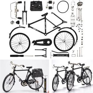 2025 New 51 Pcs DIY Retro Bicycle Model Ornament For Kids, Creative 1:10 Simulation Mini Bicycle Model Scale Kit With Inflator and Briefcase, Finger Bike Models Toys For Desktop Decoration Ornament (Black)