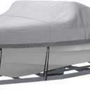 NEXCOVER Trailerable Boat Cover, Length: 16-18.5 Beam Width: up to 94, Waterproof Heavy Duty Cover, Fits V-Hull, TRI-Hull, Runabout, Pro-Style, Bass Boat, Storage Bag & Tightening Straps Included. (Grey)