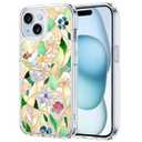 Unov Case Compatible with iPhone 15 Plus iPhone 14 Plus Case Magnetic Clear with Design Compatible MagSafe Slim Protective Soft TPU Bumper with Hard Back Embossed Pattern (Stained Glass Flower)