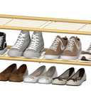 SUFAUY 2-Tier 33" Wide Shoe Rack, Closet Metal Wire, Stackable, Gold