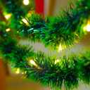 2 Pack Christmas Garland with Lights, Total 38 Feet 80 Led Battery Operated Pre-Lit Long Garland for Stairs Railing Fireplace Mantle Door Frame Decor Green Greenery Indoor Outdoor Office Decorations