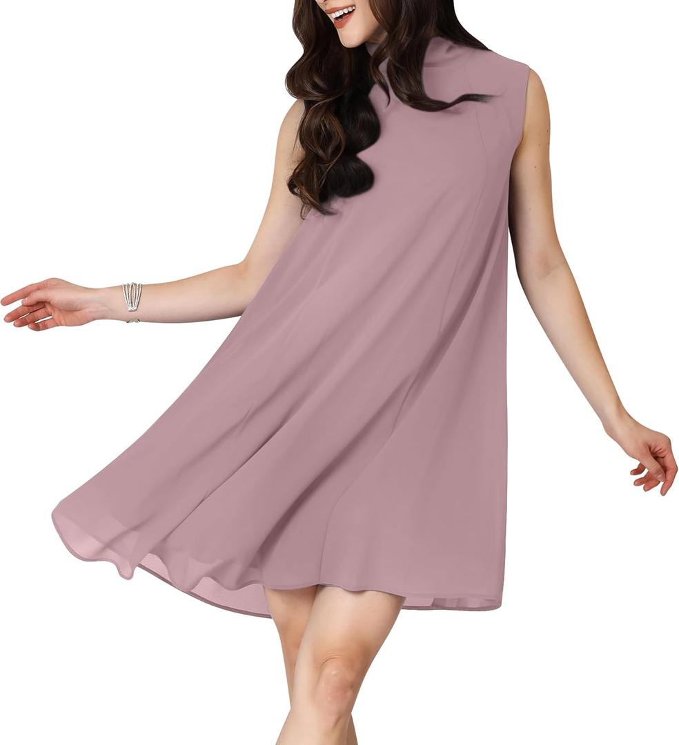 KOH KOH Womens 2025 Short Sleeveless Halter-Neck Flowy Summer Cute Mini Dress (3X-Large, Dusty Pastel Pink)