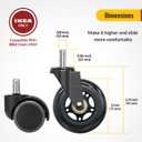 HOLKIE Office Chair Wheels Roller Blade Casters - Compatible with 1KEA 10x22mm Computer Gaming - 3 Inch, Replacement Rubber Wheels-Set of 5 for Hardwood Low-Pile Carpet Floors Desk Chair