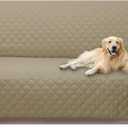 U-NICE HOME Reversible Sofa Cover Couch Cover for Dogs with Elastic Straps Water Resistant Furniture Protector for Pets Couch Cover for 3 Cushion Couch (Sofa, Light Camel/Beige)
