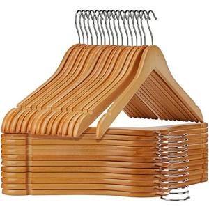 Wooden Hangers Pack of 20 - Sturdy, Heavy Duty Hangers for Shirts, Dresses, Coats & More (Natural)