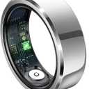 Smart Ring with Air Gesture Control, Health Tracker, 7-Day Battery, IPX8 Waterproof, Heart Rate & Sleep Monitor - Stylish Fitness Ring for Men & Women, Compatible with iOS/Android, Size 8,Silver