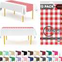 Red Gingham 12 Pack Checkered Premium Disposable Plastic Table Runner 14 x 108 Inch. Table Runner for Dinner Parties & Events by Grandipity