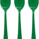 50 Pcs Green Plastic Spoons Green Plastic Silverware Disposable Cutlery Heavy Duty 50 Spoons for Birthday, Graduation Party, Picnic, Saint Patrick's Day