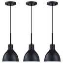 Dolaimy House 3 Pack 1 Light Industrial Hanging Indoor Kitchen Island Pendant Ceiling Light Fixtures Black Finish,6" Drum Metal Shade for Bar Dining Room Living Room Over Sink