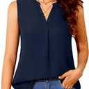 Timeson Women 2024 Sleeveless V Neck Tunic Tank Tops Long Chiffon Blouses Loose Casual Shirt for Summer L