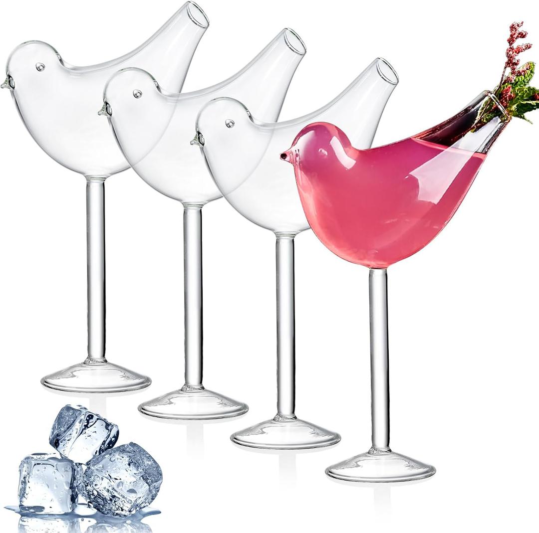 4 Pack Bird Cocktail Glasses, 160ml/5.4 Oz Bird Shaped Martini Glass, Clear Fancy Drinking Glasses, Unique Glasses for champagne, Mixed Drinks, Party, Wedding and Home decor 4 Pack Bird Cocktail Glasses, 160ml/5.4 Oz Bird Shaped Martini Glass, Clear Fancy Drinking Glasses, Unique Glasses for champagne, Mixed Drinks, Party, Wedding and Home decor