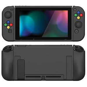 PlayVital ZealProtect Protective Case for Nintendo Switch, Flexible Grip Cover for Nintendo Switch with Screen Protector & Thumb Grips & Direction Button Caps - Apricot Yellow