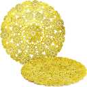 Juvale 60 Pack Gold Doilies, 12 inch Round Medallion-Style, Disposable Placemats for Party Table Decorations - Doilies for Tables - Gold Placemats