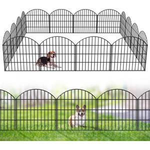 FOREHOGAR Metal Garden Fence 28in (H) x 37.3ft (L), 16 Panels + 17 Stakes Dog Fences Border Fence Animal Barrier, No Dig Garden Fencing for Yard Flower Bed Patio Outdoor, CTW2816 Black